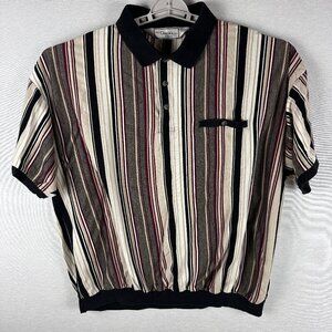 VINTAGE STREETWEAR MEN"S  PULLOVER POLO SHIRT, VERTICAL STRIPED, COLLARED, 2X